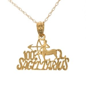 14k Yellow Gold Small Sagittarius Centaur Necklace Charm Pendant w Chain